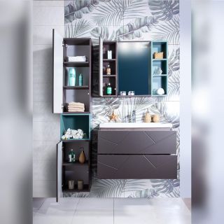 Тумба под раковину Бриклаер Кристалл 4627125414534 80 см ясень анкор темный/графит